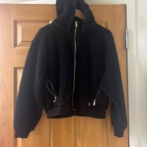 Calvin Klein Black fleece Jacket gold zippers Large